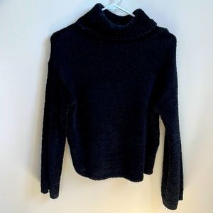 Black chenille turtleneck sweater